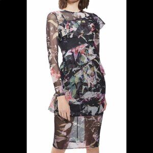 Topshop Sheer Floral Midi Dress